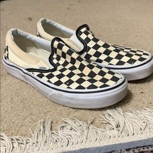 Used checkerboard slip on Vans